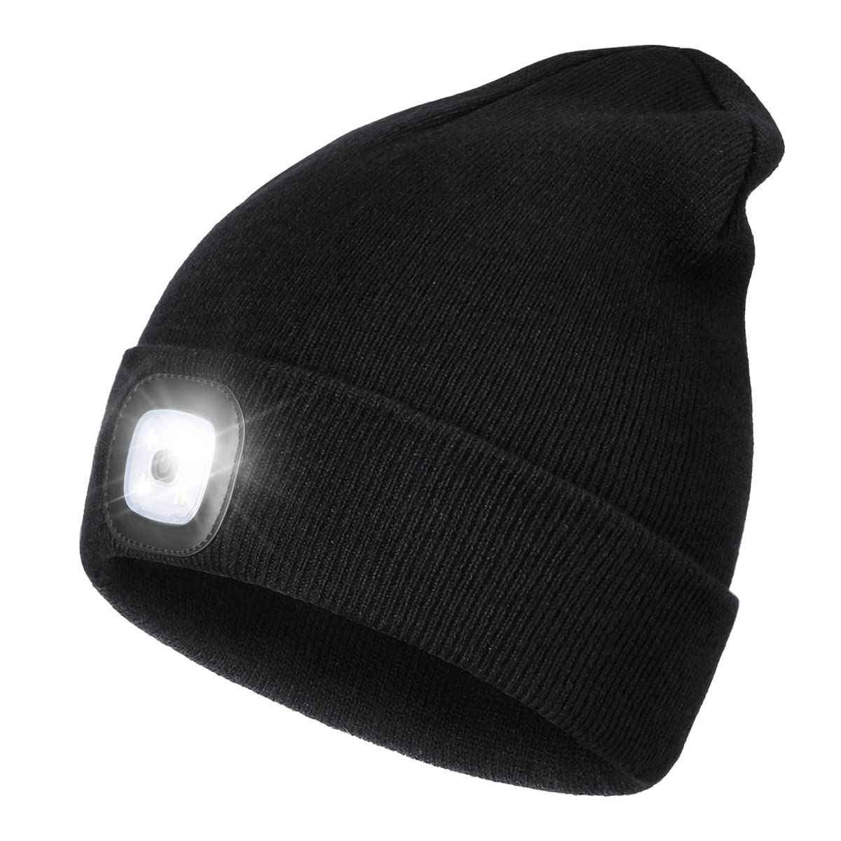 Rechargeable LED Lighted Beanie Hat, Perfect Dad Gifts in Christmas, Stocking Fillers Cap with Light Hands Free Head Torch Unisex Winter Warm Knit Beany…
