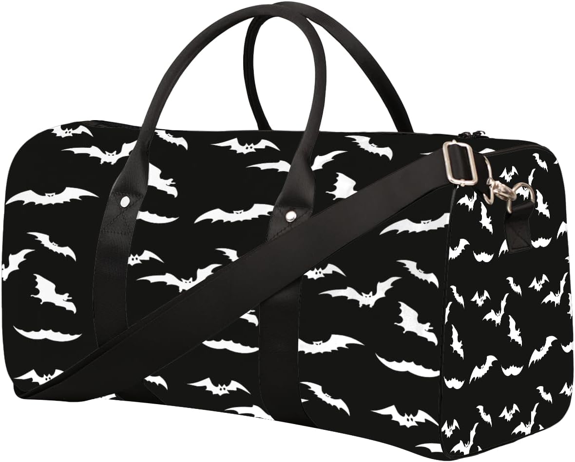 Goth Bat Travel Duffel Bag for Women Men Small Sport Gym Bag Waterproof Weekender Overnight Bag Lightweight Carry on bag Foldable Gym Bag for Training Swim Yoga Traveling Handbag