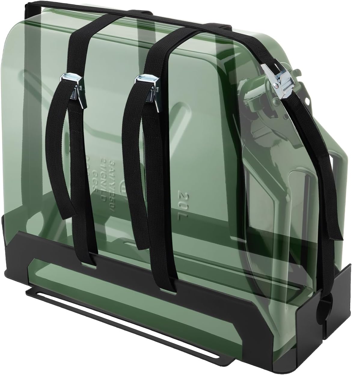 SPARKWHIZ Heavy-Duty Jerry Can Holder for Roof Rack – 5 Gallon Gas Can Carrier Mount with Webbed Strap, Universal Single Jerry Can Bracket for Off-Road, Overlanding Fuel Storage