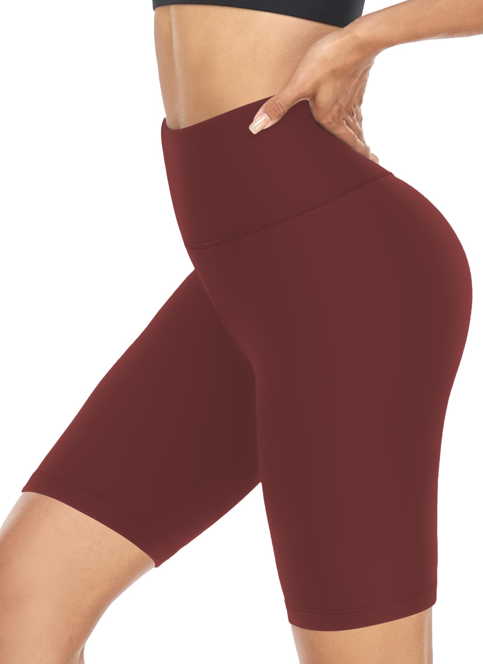 FULLSOFT 8" High Waisted Biker Shorts for Women-Tummy Control Athletic Workout Running Yoga Gym Dance Shorts