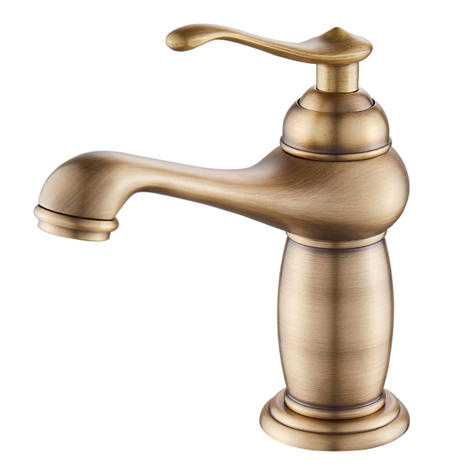 Robinet de lavabo en laiton véritable avec finition rétro pour installation monotrou