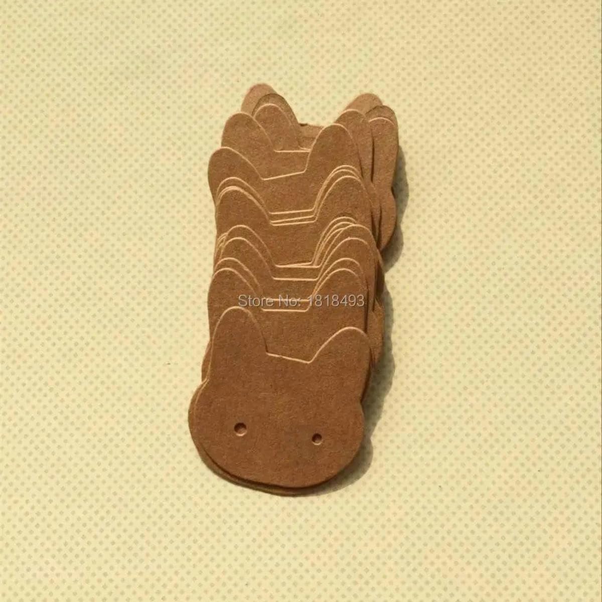 Etiqueta de pendiente en forma de gato en, 3,5x3,5 cm, 500 Uds. Por lote/etiqueta de papel kraft/etiqueta de joyería/etiqueta colgante/etiqueta de ropa/tarjeta-