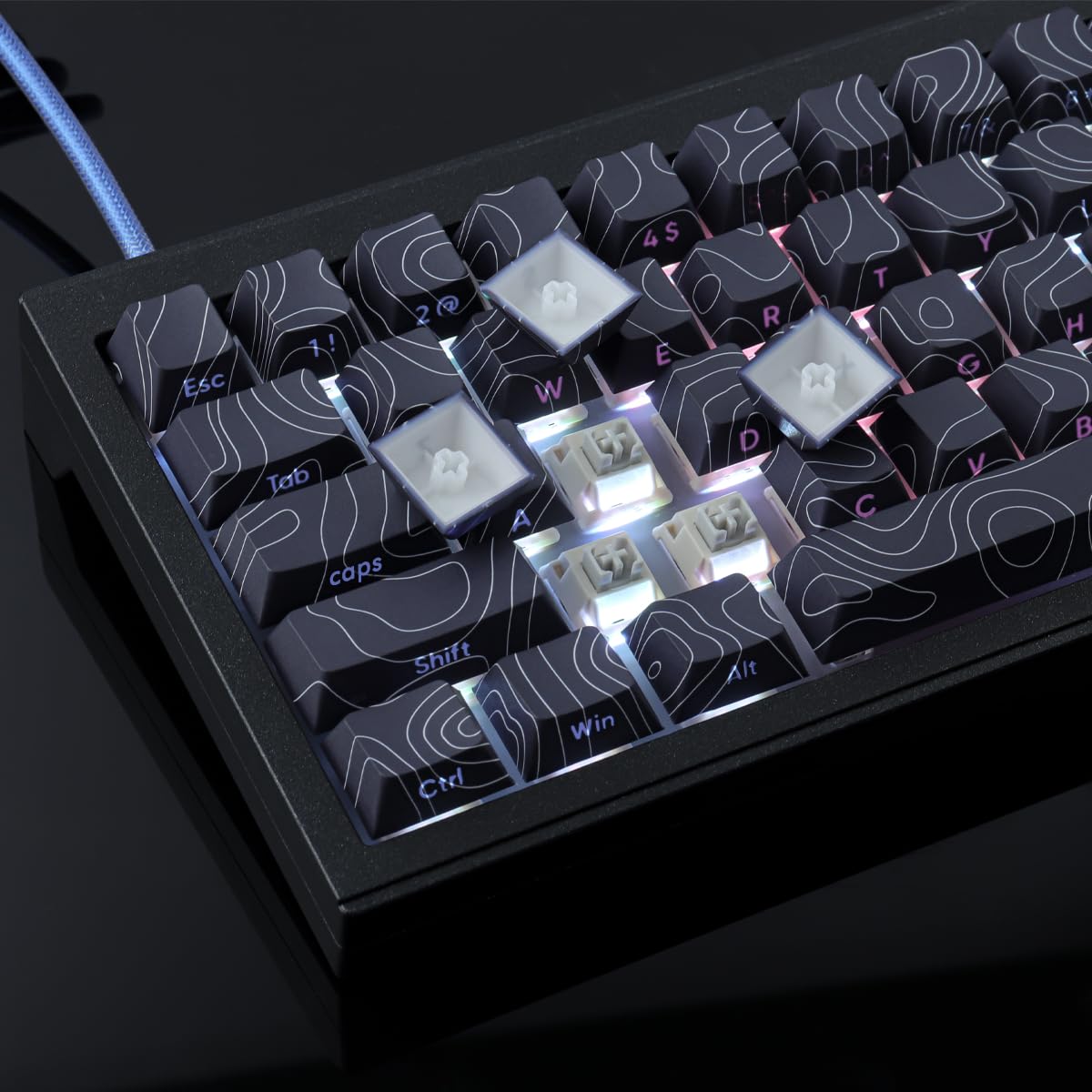 Sunzit Juego de teclas personalizadas de 135 teclas PBT, teclas topográficas de perfil de cereza para interruptores Cherry MX ISO/ANSI UK Layout mecánico