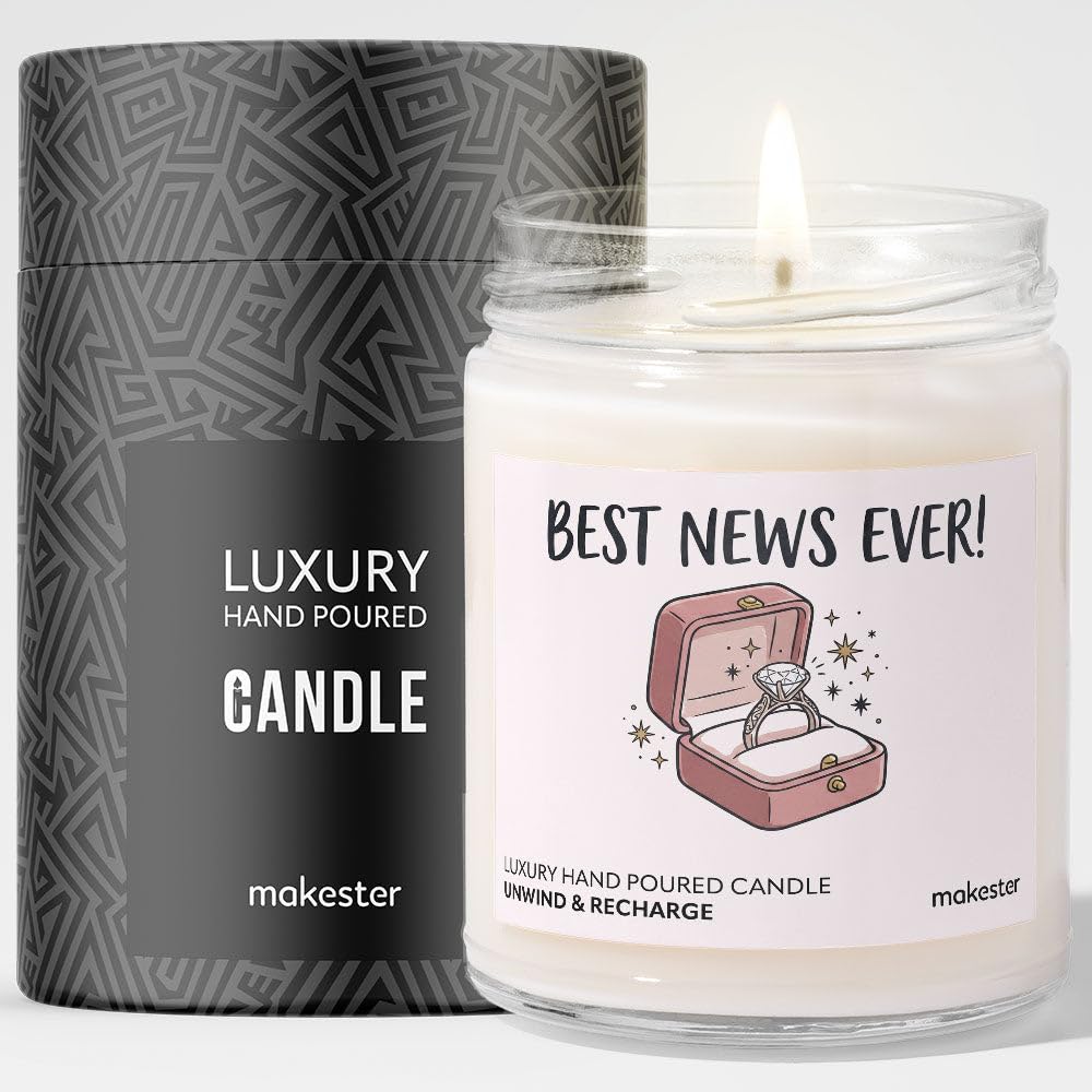 Gift for Engagement Party - Luxury Soy Wax Candle - Vanilla, Jasmine, Sugared Almond - Makester โ image 1