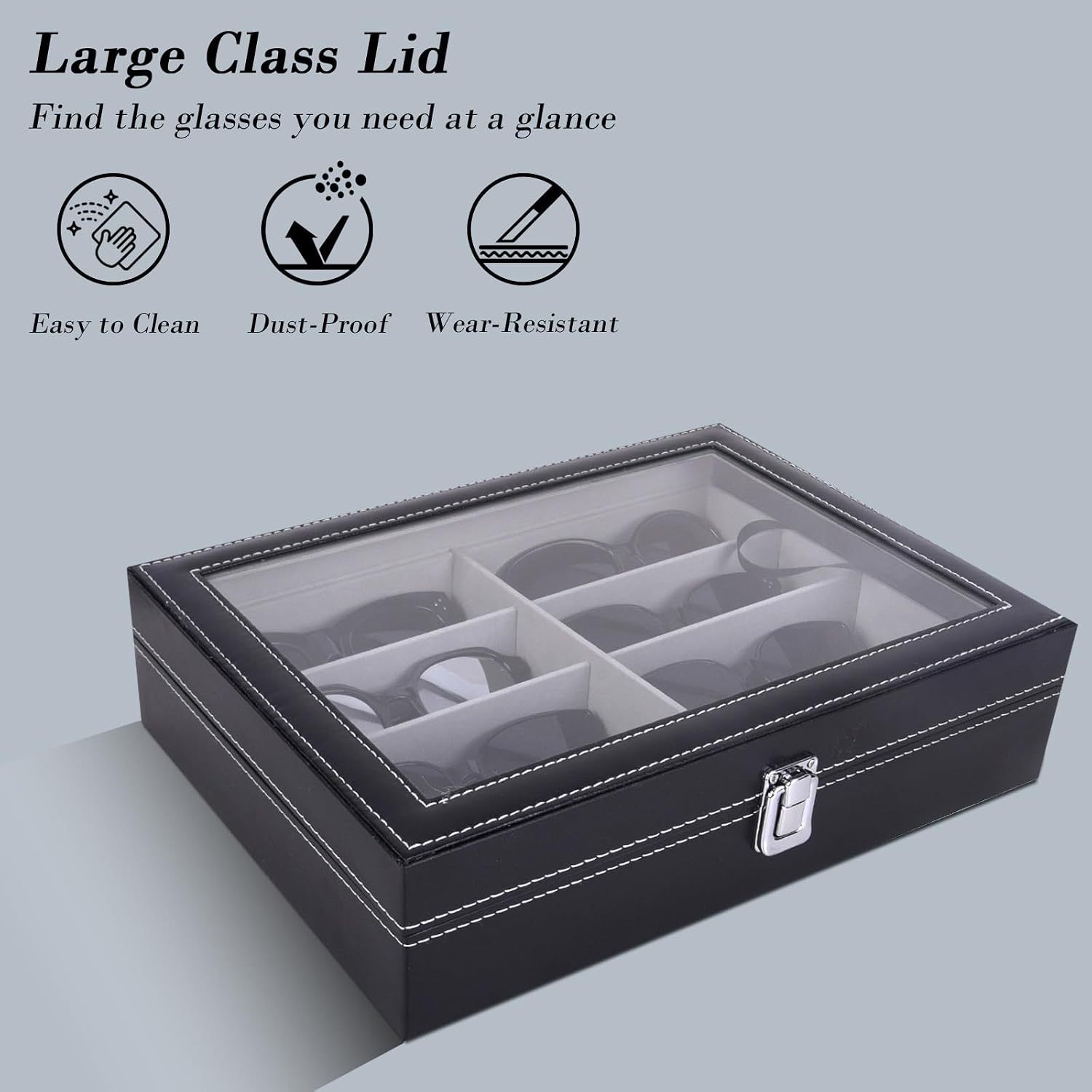 AUTOARK Leather 8 Piece Eyeglasses Storage and Sunglass Glasses Display Case Organizer