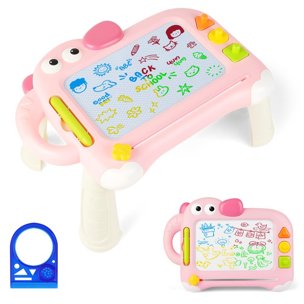OFFCUP Magnetic Drawing Board, Toddler Boy Girl Toys for 1-5 Year Old, Doodle Pad with Pen Stamps Ruler and 4 Paw, Learning Educational Toys for 1 2 3 Baby Kids Birthday Children's Day Gift (Elephant)