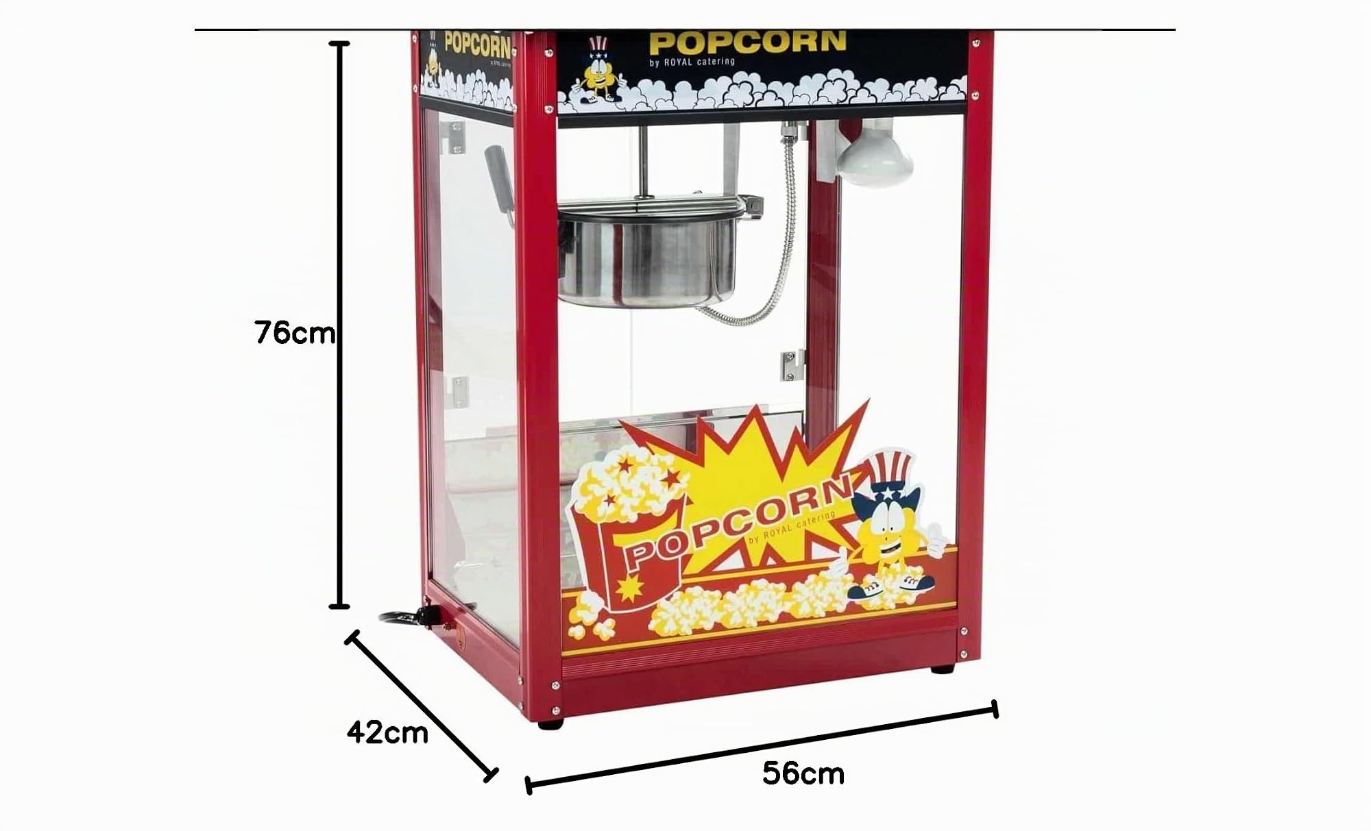 Royal Catering - RCPS-16E - Máquina de palomitas de maíz - tejadillo negro - 1500 W - 8 oz - 16 L/h