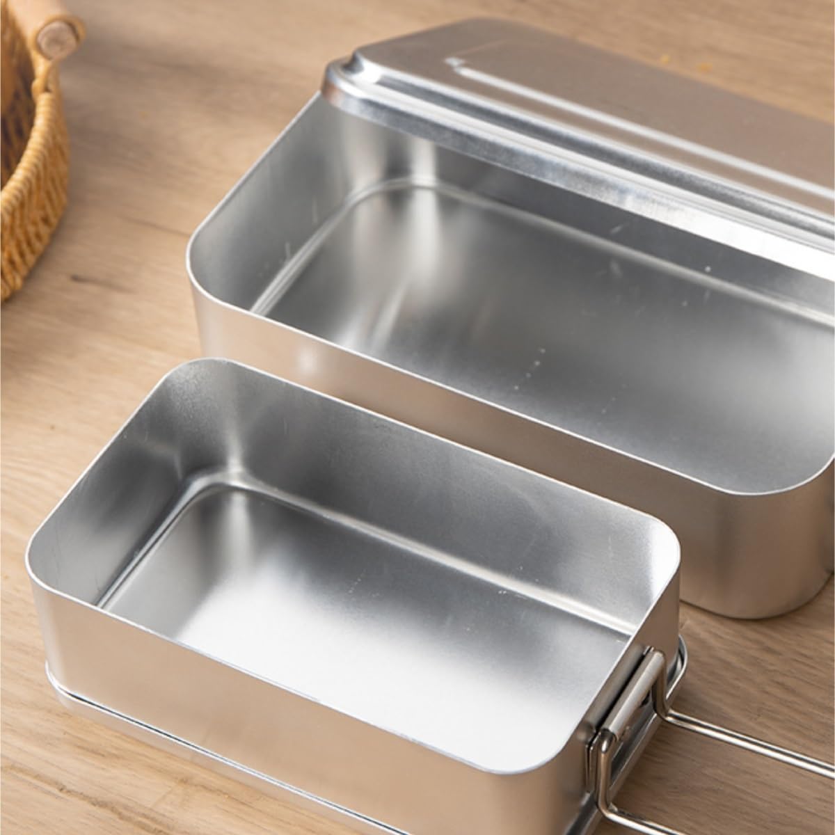 Sprzęt Piknikowy, Gotowanie Na Świeżym Powietrzu Na Kempingu Można Ogrzać Za Pomocą Aluminiowego Pudełka Na Lunch Z Otwartym Ogniem, Aluminiowego Pudełka Na Lunch Naczynia do Gotowania(9.8x17cm)