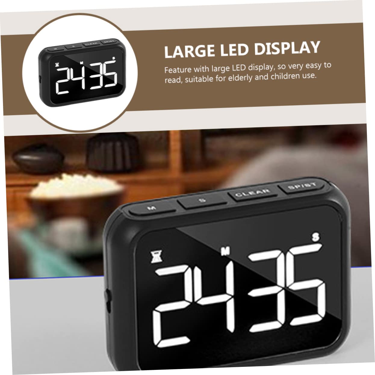 Timer da Cucina LED Digitale Allarme e Grande Display