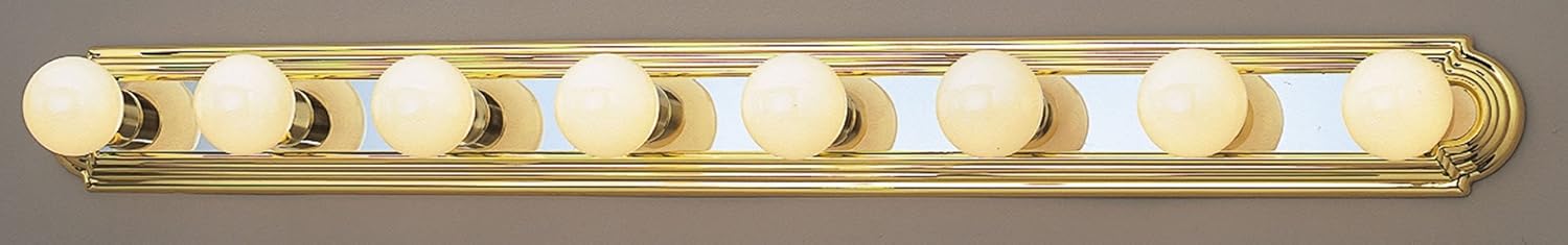 Forte Lighting 5245-08-25 Functional 8 Light 48" Wide Bathroom Fixture from the Bath Collection, Polished Brass / Chrome