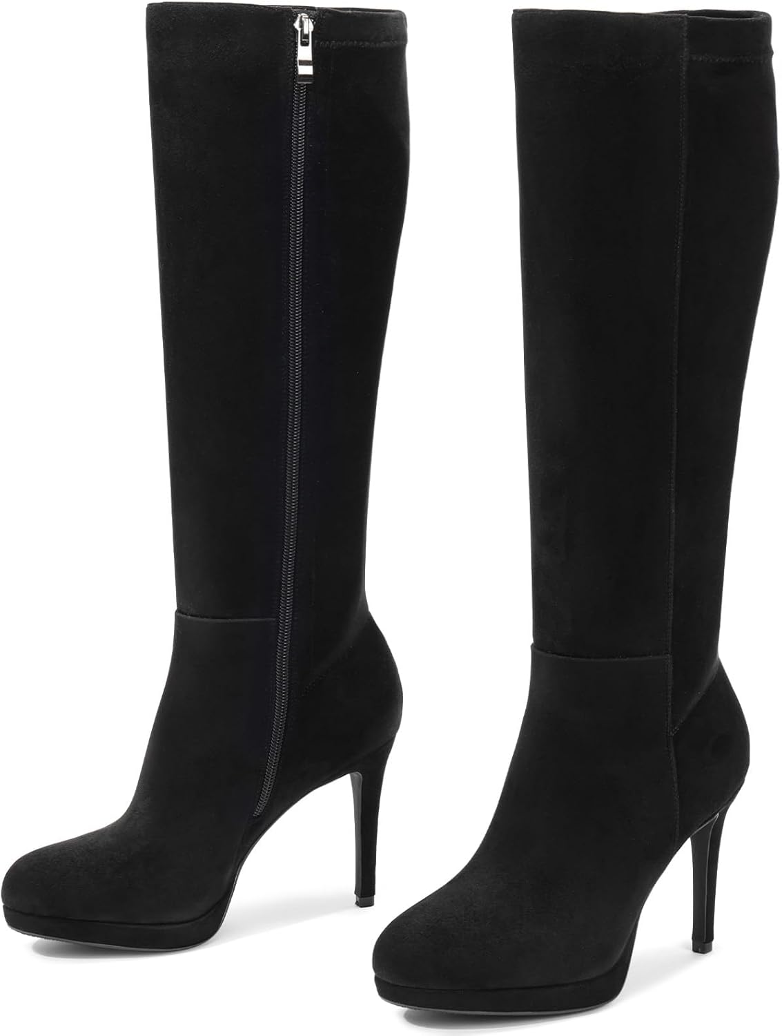 Lumeheel Black Knee High Boots Women - Platform Pointed Toe Stiletto Heel Suede Tall Boots for Fall Winter - Image 4
