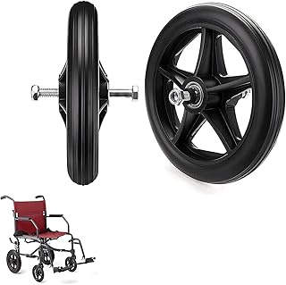 LIGUOYI 2 Pcs Replacement Wheelchair Wheels, Black Front Wheelchair Wheel, 15 17 19cm Wheel 5/16