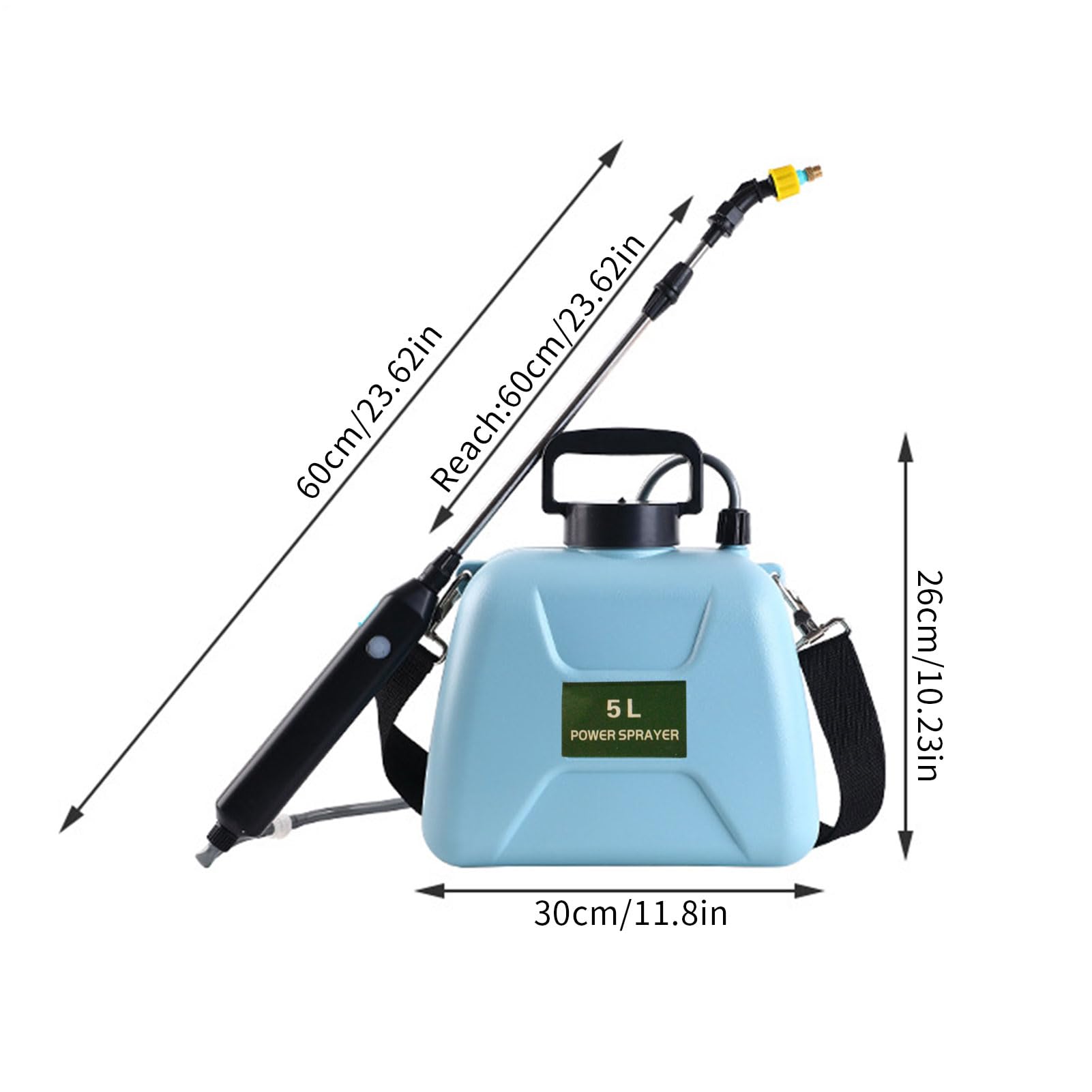 Spruzzatore alimentato a batteria 1/2 pezzi-spruzzatore per prato da | giardino 5L, spruzzatore d'acqua sul retro | Spruzzatore liquido da giardino con bacchetta telescopica, spruzzatore a pompa