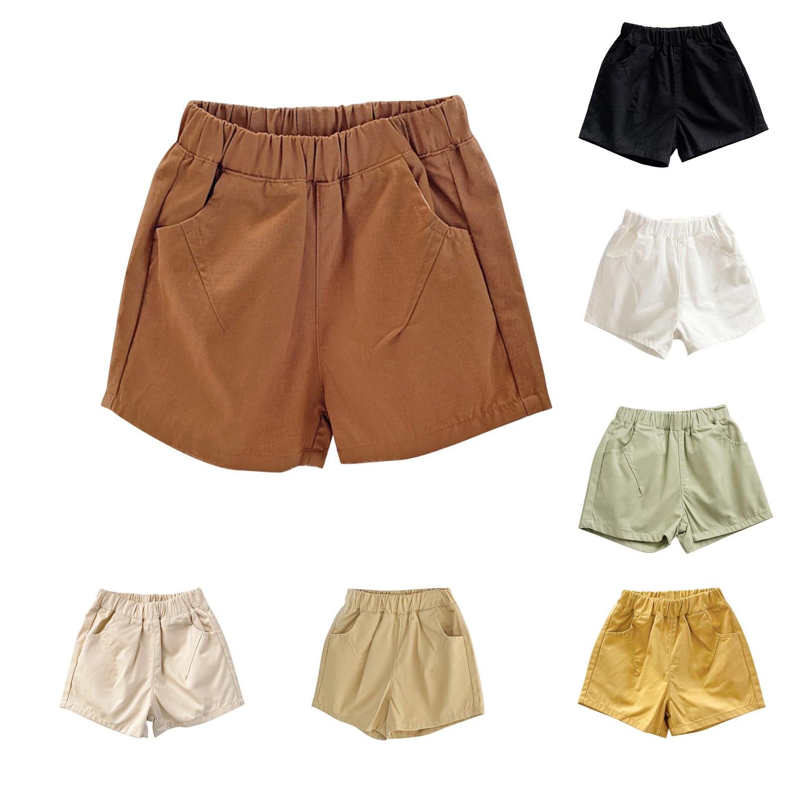 Toddler Girls' Pull on Jogger Shorts Cute Cotton Casual Cargo Shorts for Kids Summer Elastic Waist Bottoms Baby Boys