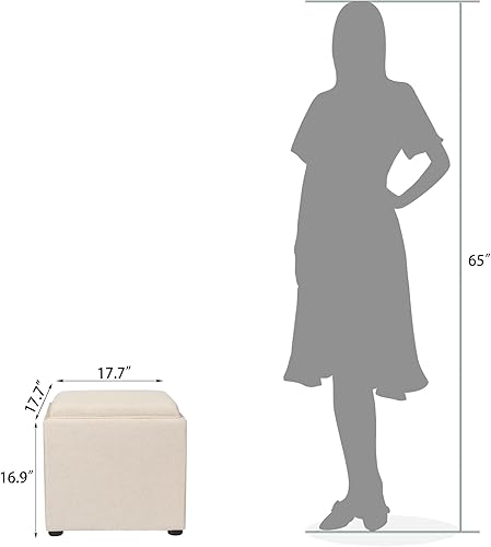 Miniatura 3 de Joveco Reposapiés cuadrado de piel sintética de 18 pulgadas con tapa con bisagras, asiento de reposapiés cúbico para sala de estar y dormitorio