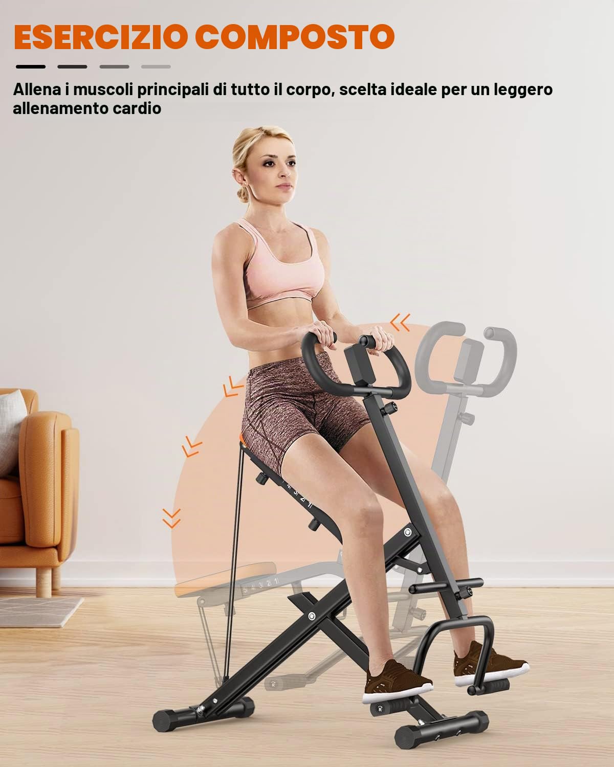 Dskeuzeew - Cyclette Power Body, attrezzatura per allenamento degli addominali, attrezzatura per palestra domestica, per addome, braccia, gambe, schiena e glutei