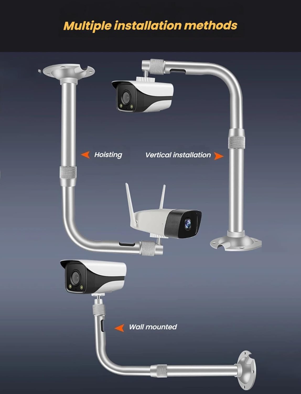 Telescopic Security Camera Pole Extension Mount - Adjustable Wall-Mount Bracket for Surveillance Cameras (20-40cm/7.87-15.75in) - Durable & Versatile