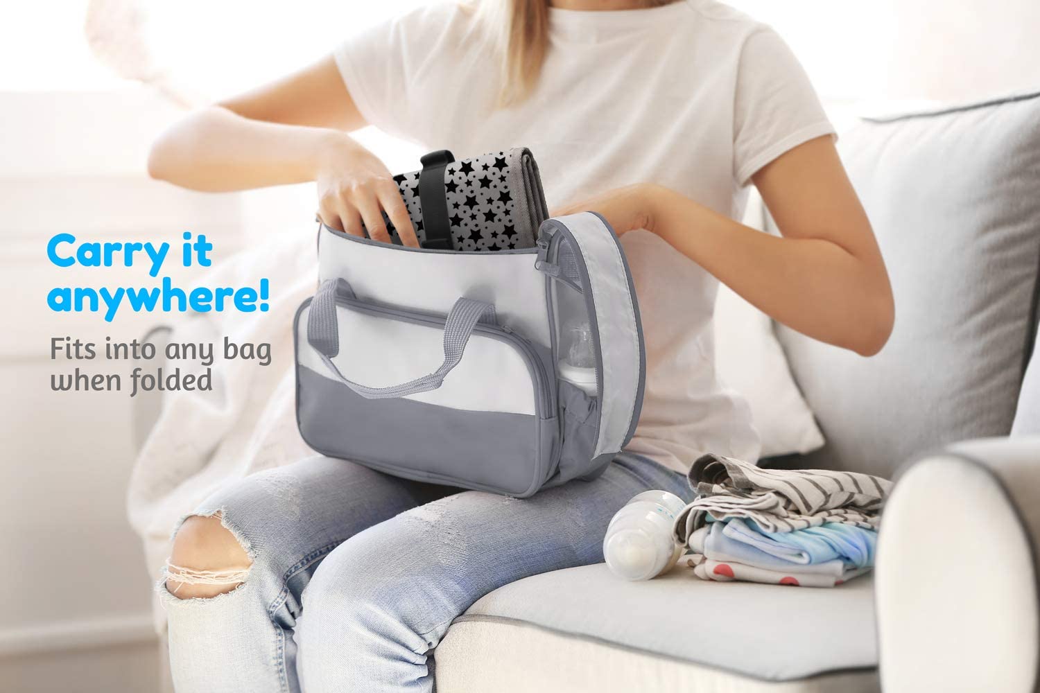 Toolik - Cambiador de pañales para bebé, extra grande (27.5 x 19.7 pulgadas), tapete impermeable para paseos en cochecito o bolsa de pañales, se adapta a recién nacidos y niños pequeños para un cambio