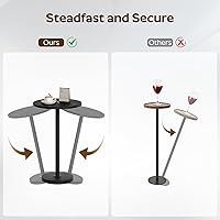Vista 5 de Round Side Table Set of 2, Tall Drink End Table for Small Spaces, Pedestal Style Martini Side Table in Living Room, Bedroom, Dormitory, Marble Black