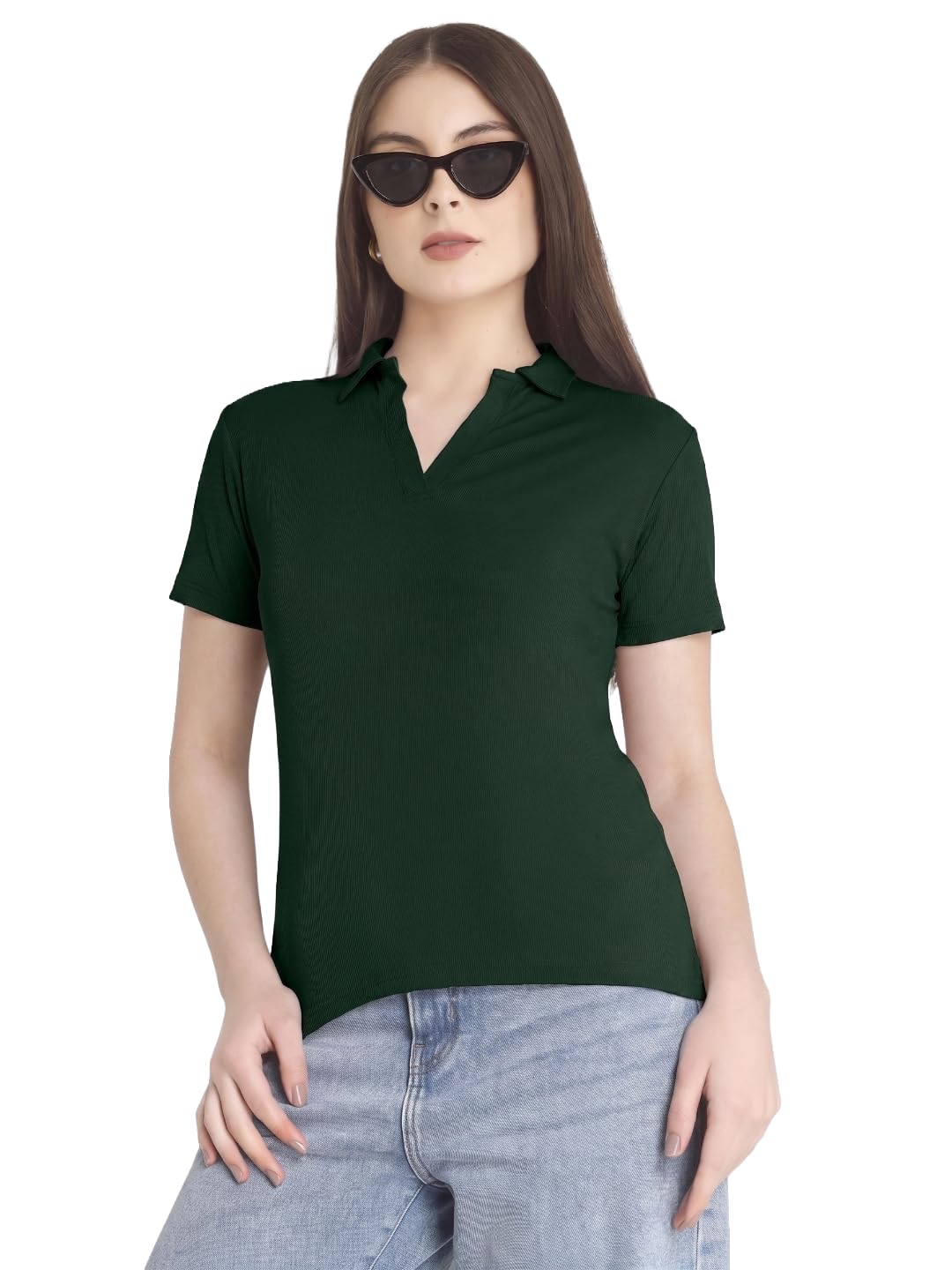 short sleeve polo collar tshirt for women