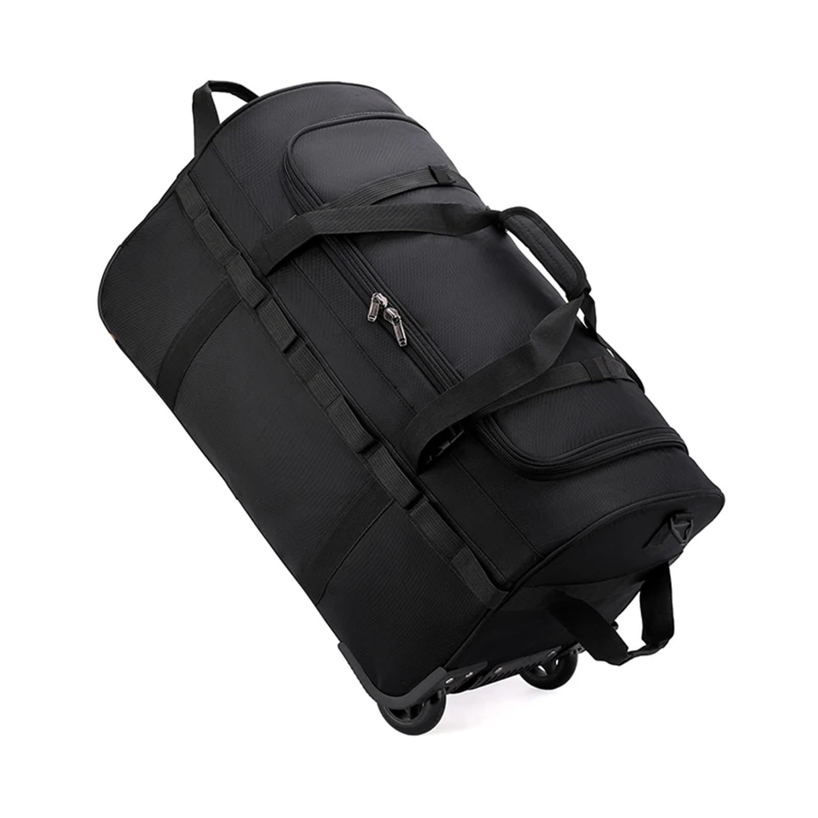 Borsa Da Viaggio Con Ruote Borsone con ruote resistente, pieghevole, impermeabile, tracolla regolabile e tasche for viaggi palestra Borsone Da Viaggio(Black)