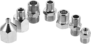 ステンレス製エアブラシホースコネクタ7点セット オス型ニップル気密フィッティング エアブラシコンプレッサー用変換アダプター