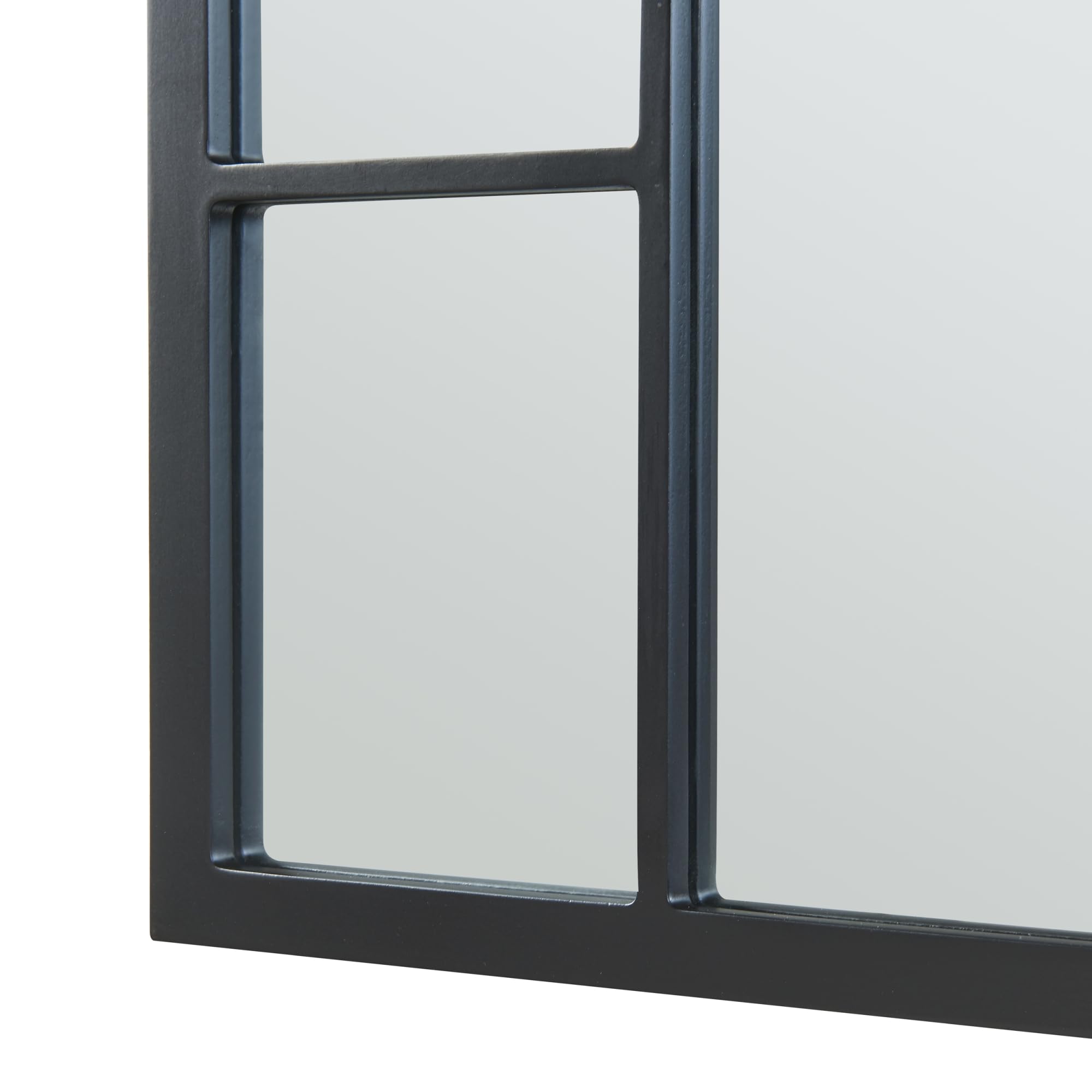 [en.casa] Specchio da Parete 90 x 60 cm Specchio da Bagno Camera da Letto Cornice da Linea Doppia Forma Arcuata in MDF Nero