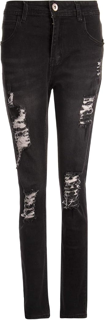 Men's Stretch Skinny Ripped Jeans, Super Comfy Distressed Denim Pants with Destroyed Holes