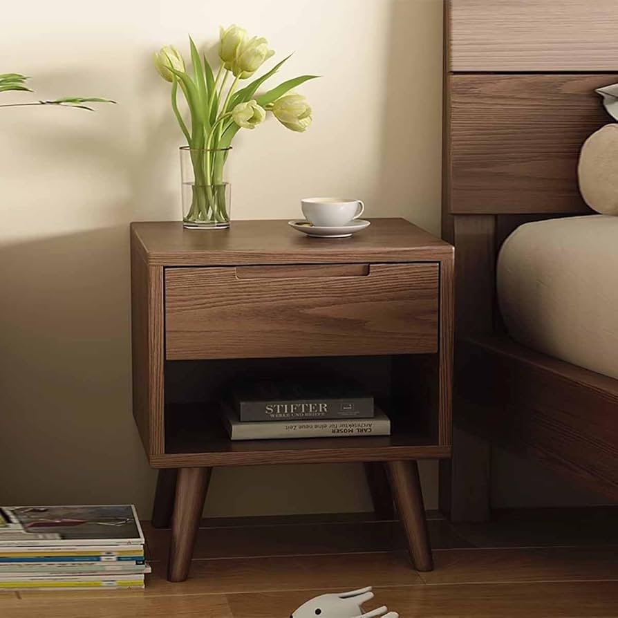 Amazon｜ナイトテーブル サイドテーブル 木製 周り収納 多機能 幅45×奥