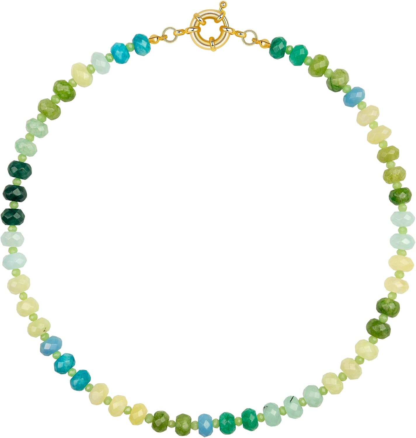 Rainbow Beaded Necklace for Women, Chunky Colorful Bead Choker, Multi-colored Boho Necklaces with Natural Stone Crystal Beads Trendy Handmade Jewelry Gift