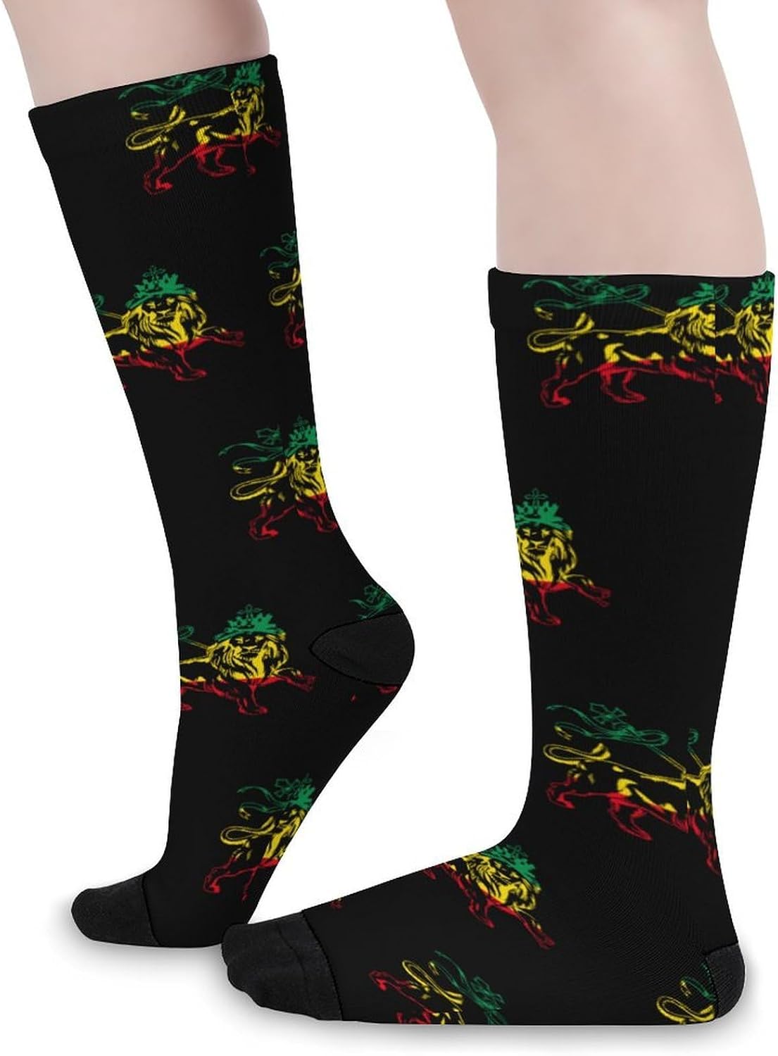 Rasta Lion Judah Ethiopia Flag Knee High Socks Athletic Long Stockings Sport Casual Crew Tube Sock Boot 40cm
