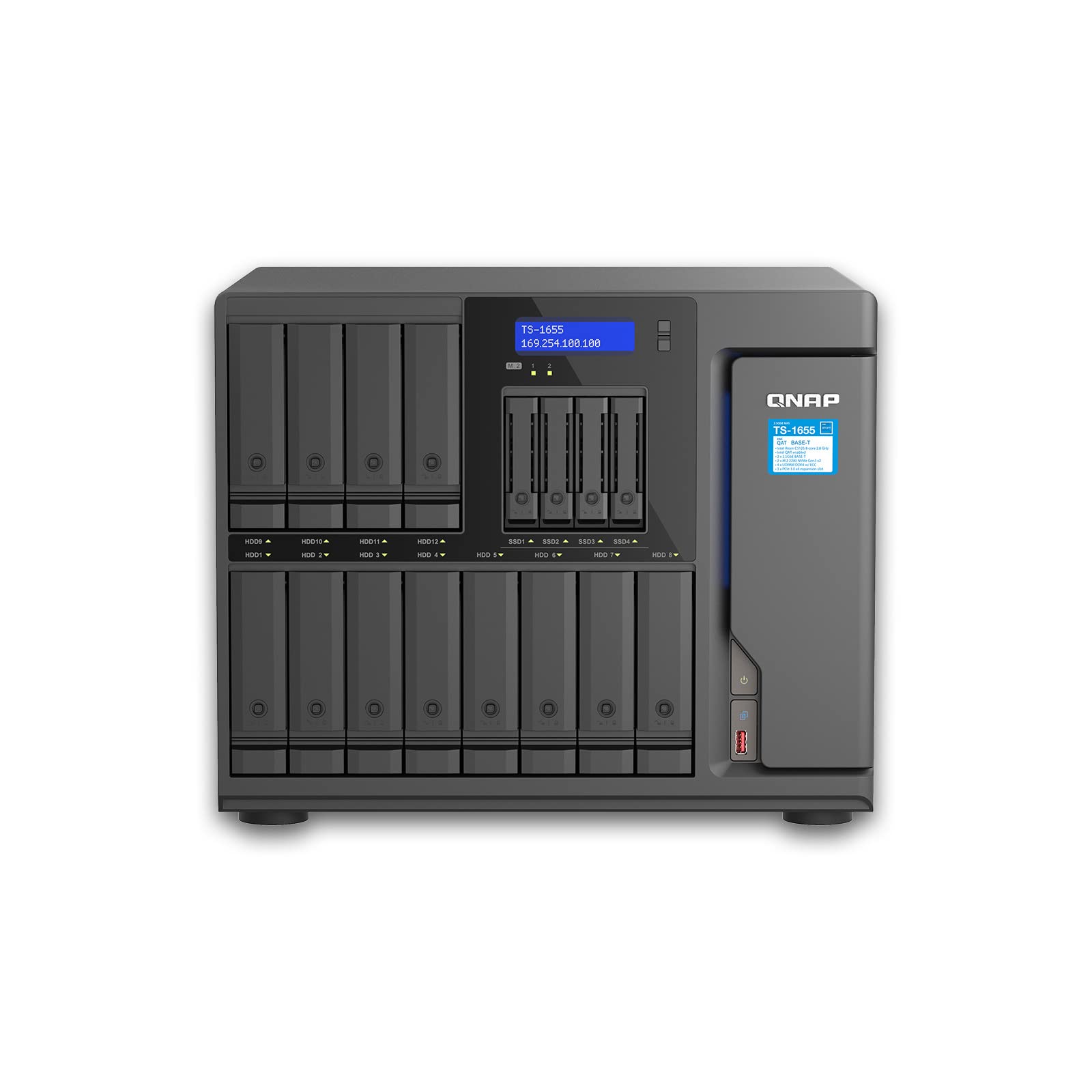 Qnap TS-1655-8G | 16-Bay, Intel Atom, 3X PCIe Gen3, 2.5 GbE NAS