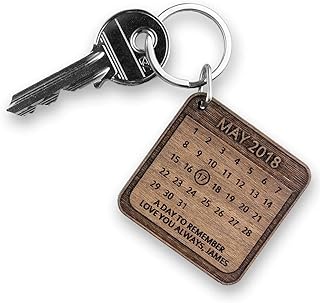 Personalised A Day To Remember Square Keyring, Valentine's Day Gift, Engraved Wood Keychain, Personalized, Couples, Wedding, Bride, Groom, Personalised Gifts, Romantic