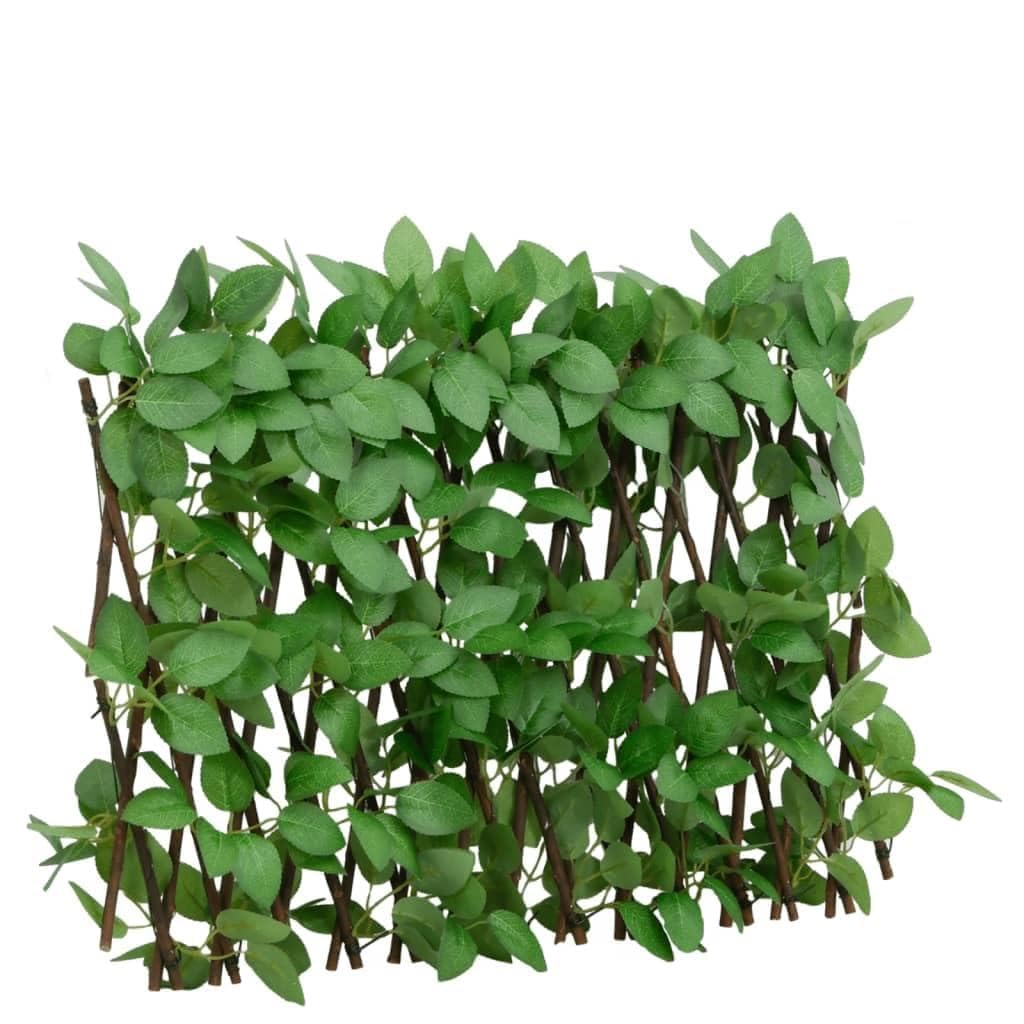 Treillis de lierre artificiel extensible 5 pcs vert 180x30 cm en PVC et bois pour jardin terrasse balcon avec occultation, brise vue, protection et séparation d'espace extérieur