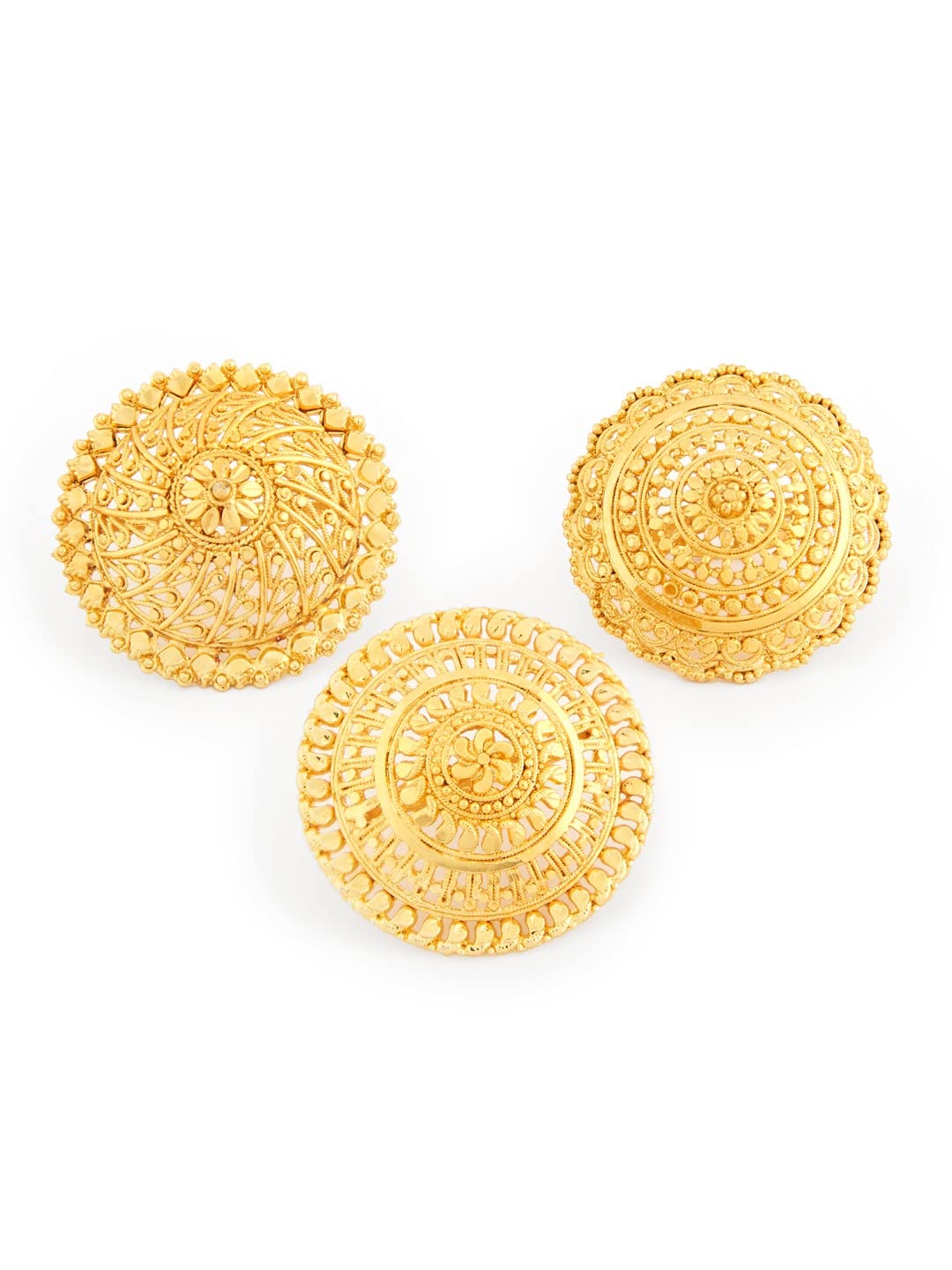 ZAVERI PEARLS Set of 3 Gold Tone Traditional Circular Adjustable Rings For Women-ZPFK13579 (B09ZH3F416) Amazon Price History, Amazon Price Tracker
