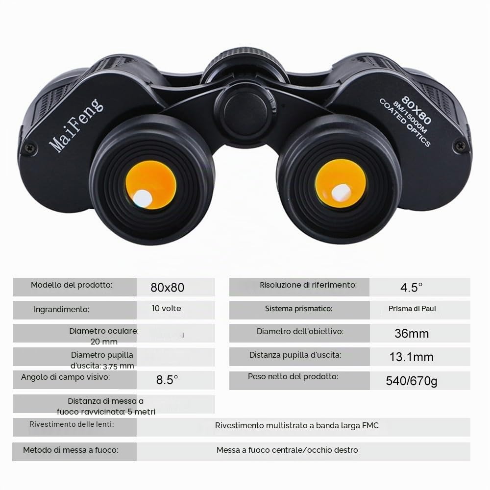 DONGKER Binocolo 80 x 80,Telescopio Binoculare HD a Lungo Raggio 5000m BAK4 Prisma Binocolo con Lente FMC Visione Notturna a Bassa Luminosità