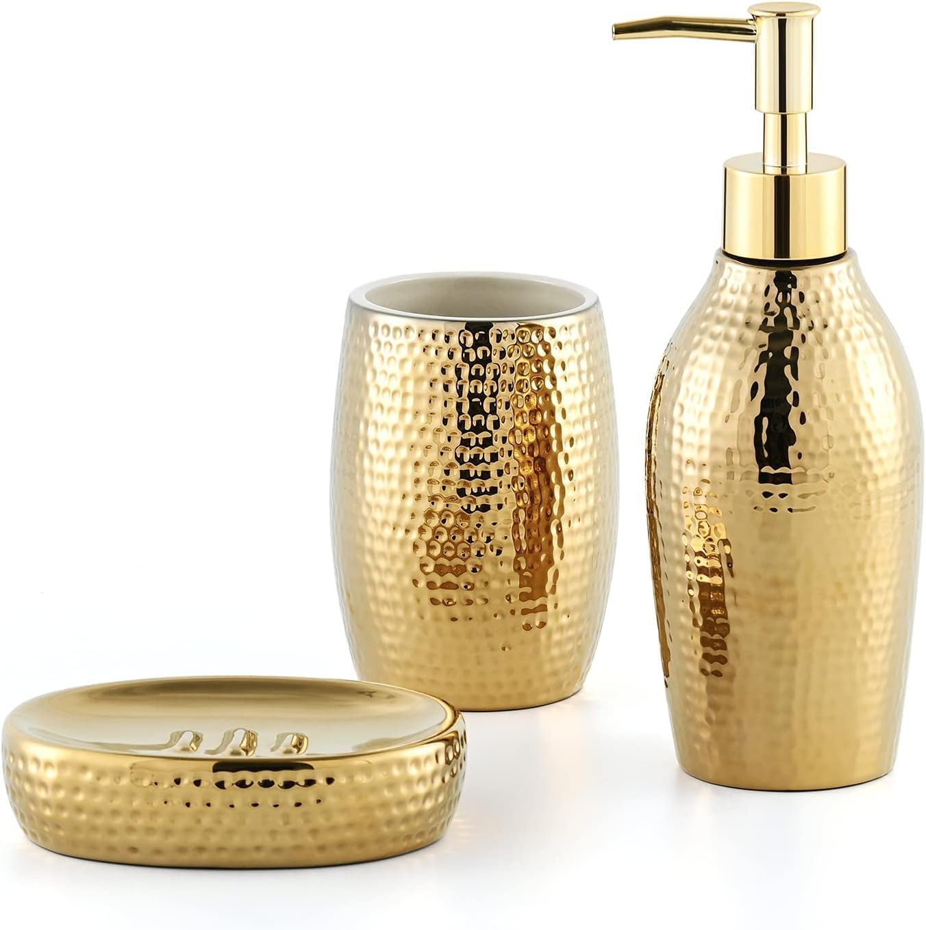 Amazon.com: Gold Bathroom Accessory Set 4 Piece Ceramic Bath ...