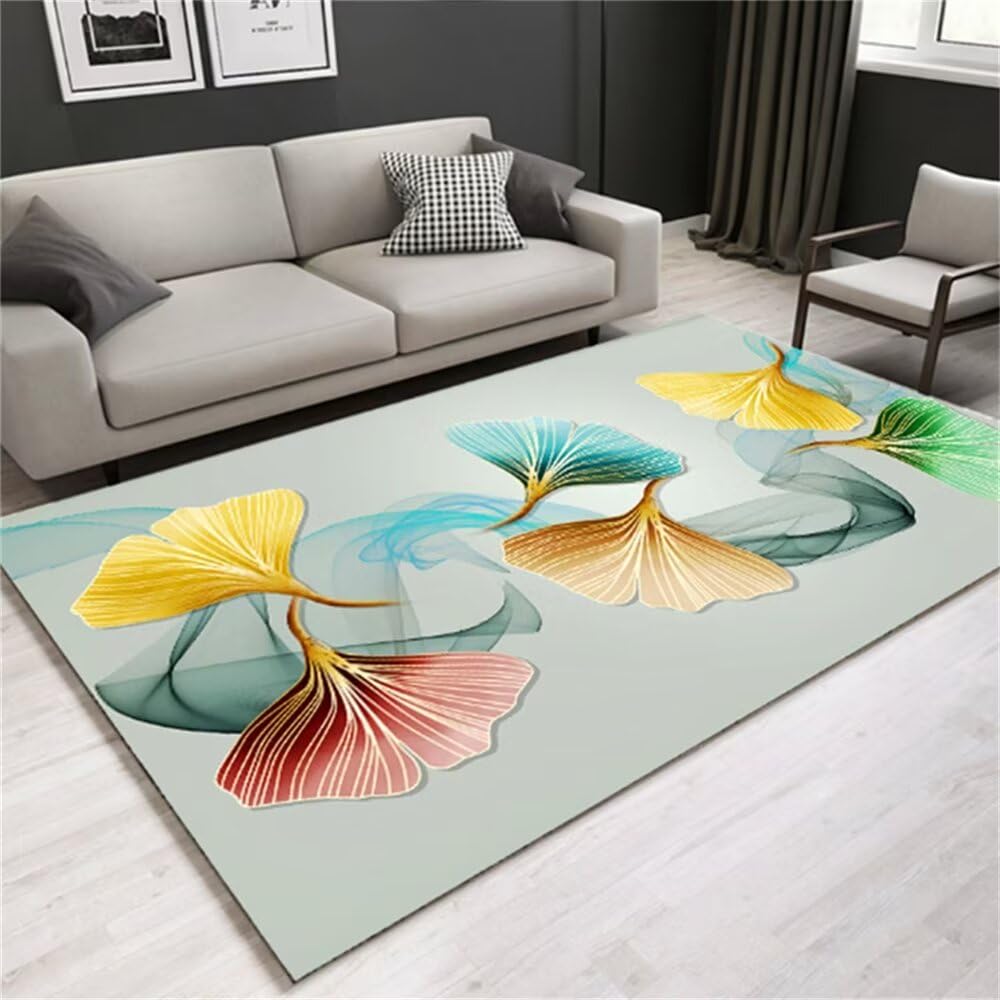Tapis maison feuilles colorées haut de gamme pour salon et chambre