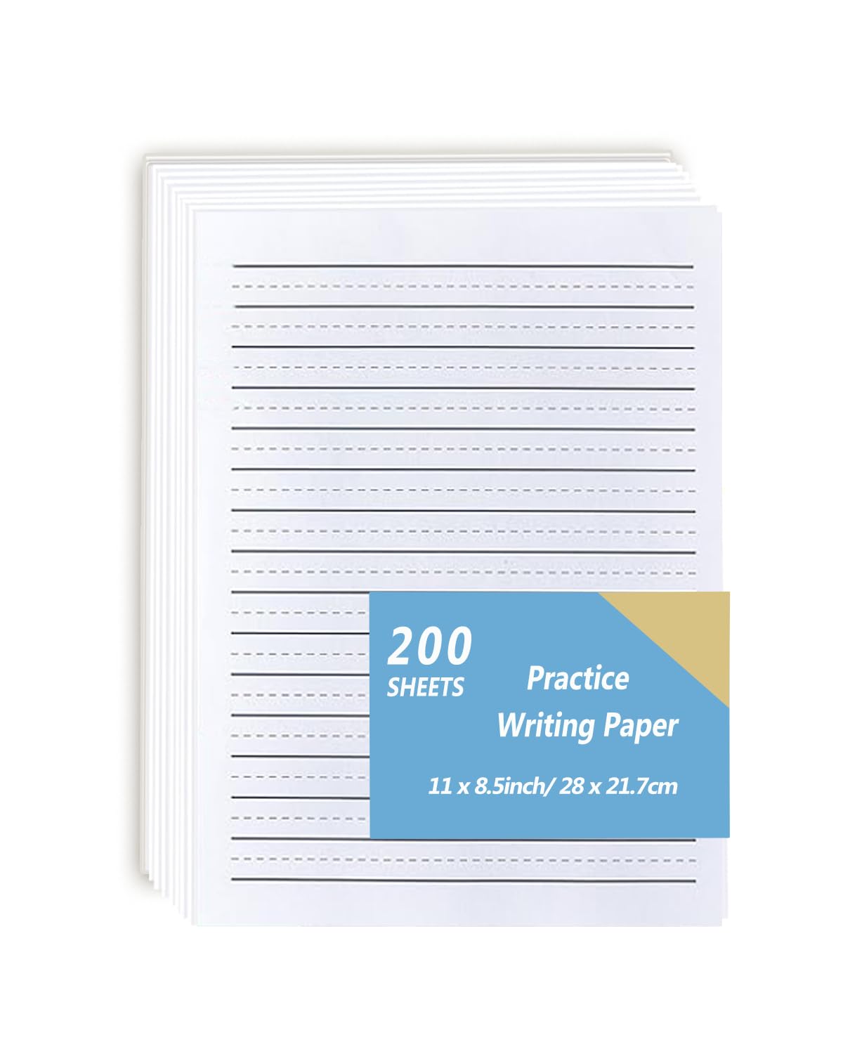 (2 Pack)Handwriting Paper Kindergarten for Kids, Ruled Practice Writing Paper for Kids, Total 200 Sheets, 100gsm White Writng Paper, 8.5 x 11 Inch