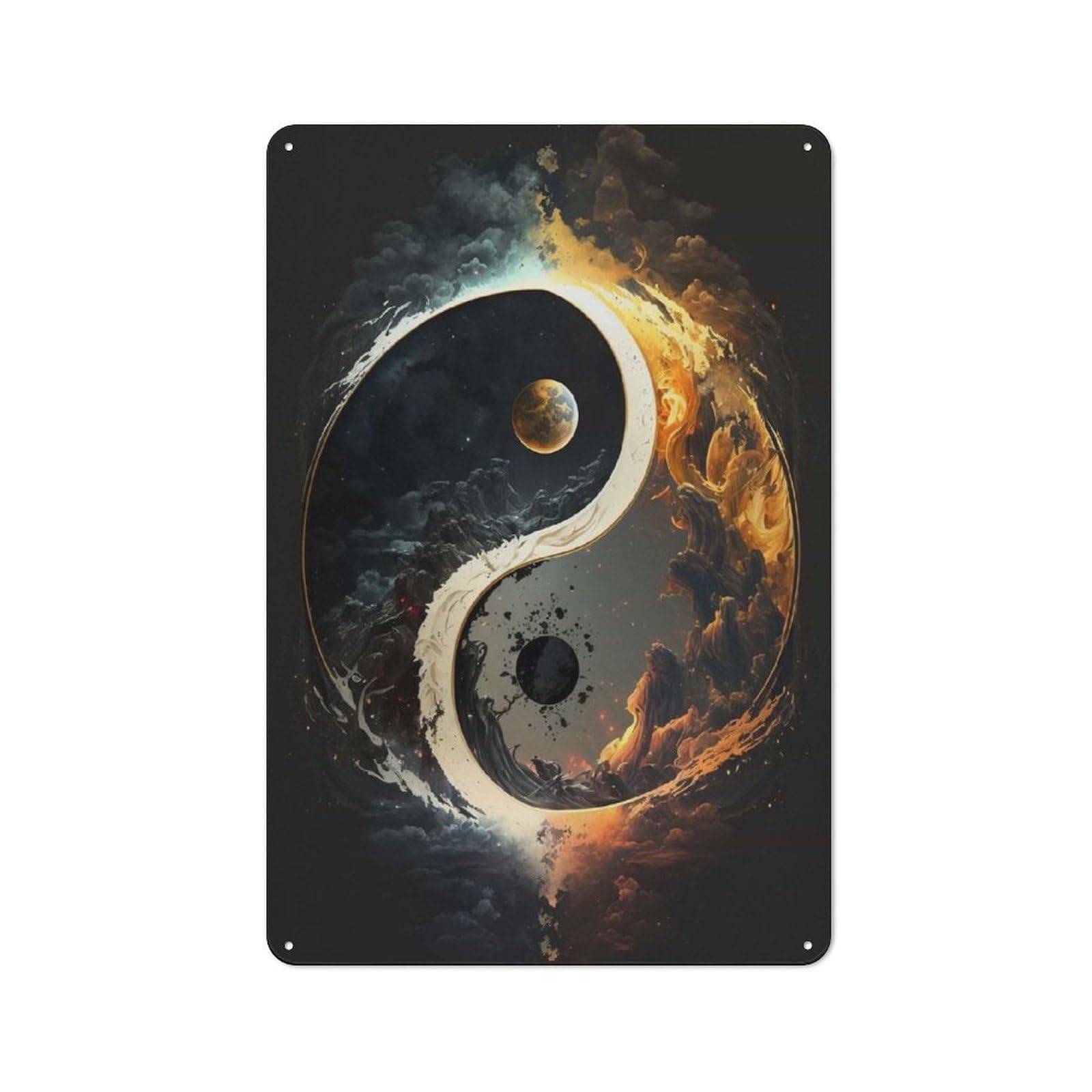 Junmoney Yin Yang Sun And Moon Shed Style Shed Metal Sign 30X20cm, Shed Wall Decor For Shed, Garden Room, Porch Or Garage
