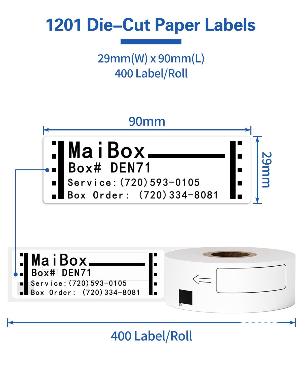 10 Rolls 29mm x 90mm Address Labels Replacement for Brother DK-11201 DK11201 Shipping Labels Compatible with Brother QL-500 550 570 700 710W 720NW 800 810W 820NWB 1050 1110NWB - Image 3