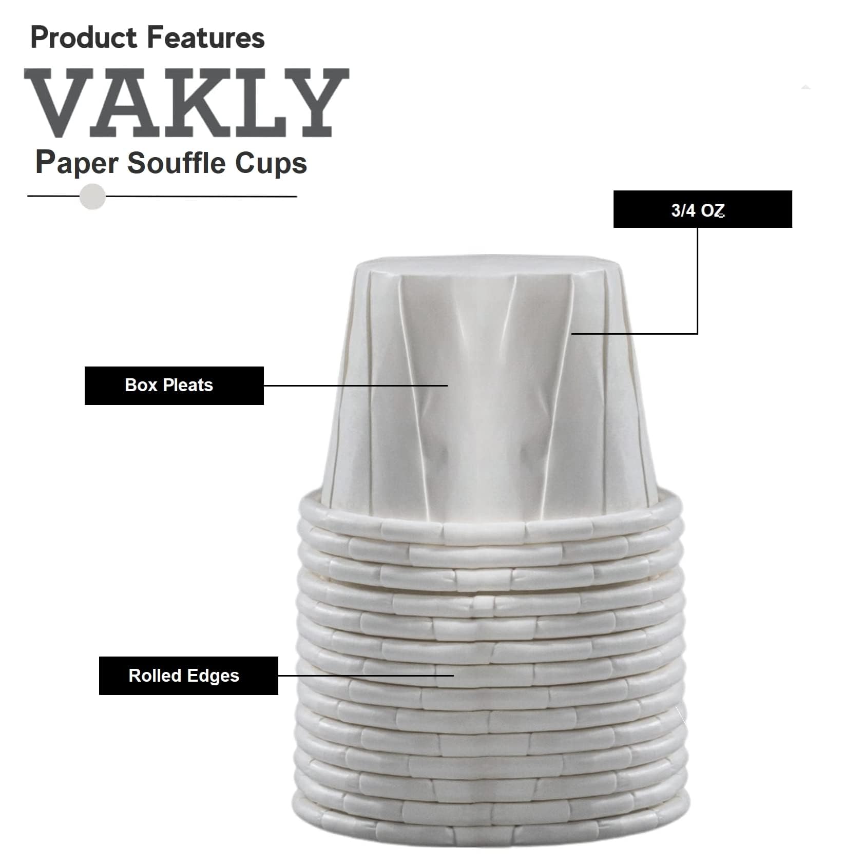 Tazas de medicina desechables de papel para soufflé de 3/4 onzas [paquete de 1000] – (8 onzas) pequeñas tazas para distribución de medicamentos, píldoras, degustación, condimentos, alimentos y postres