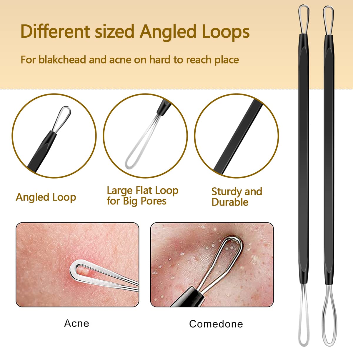 10pcs Pickel-Popper Tool Kit Edelstahl Mitesser Entferner Werkzeug Komedonen Extraktor für Stirn Gesichtsnase Leichtes Akne-Nadelwerkzeug mit Metallkoffer für Reisen Zuhause