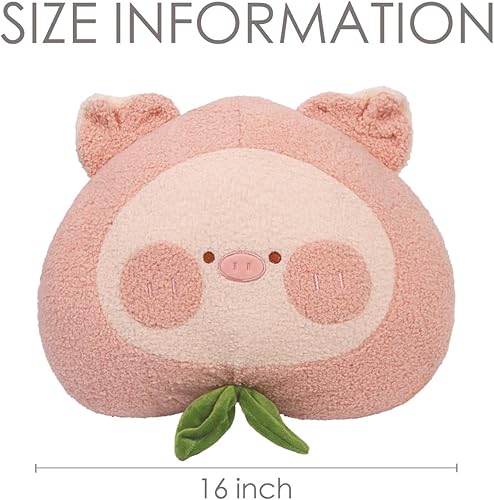 Miniatura 6 de ARELUX Almohada de peluche de anime de cerdo suave de 16 pulgadas, lindo peluche de cerdito de durazno, peluche kawaii, decoración de habitación,