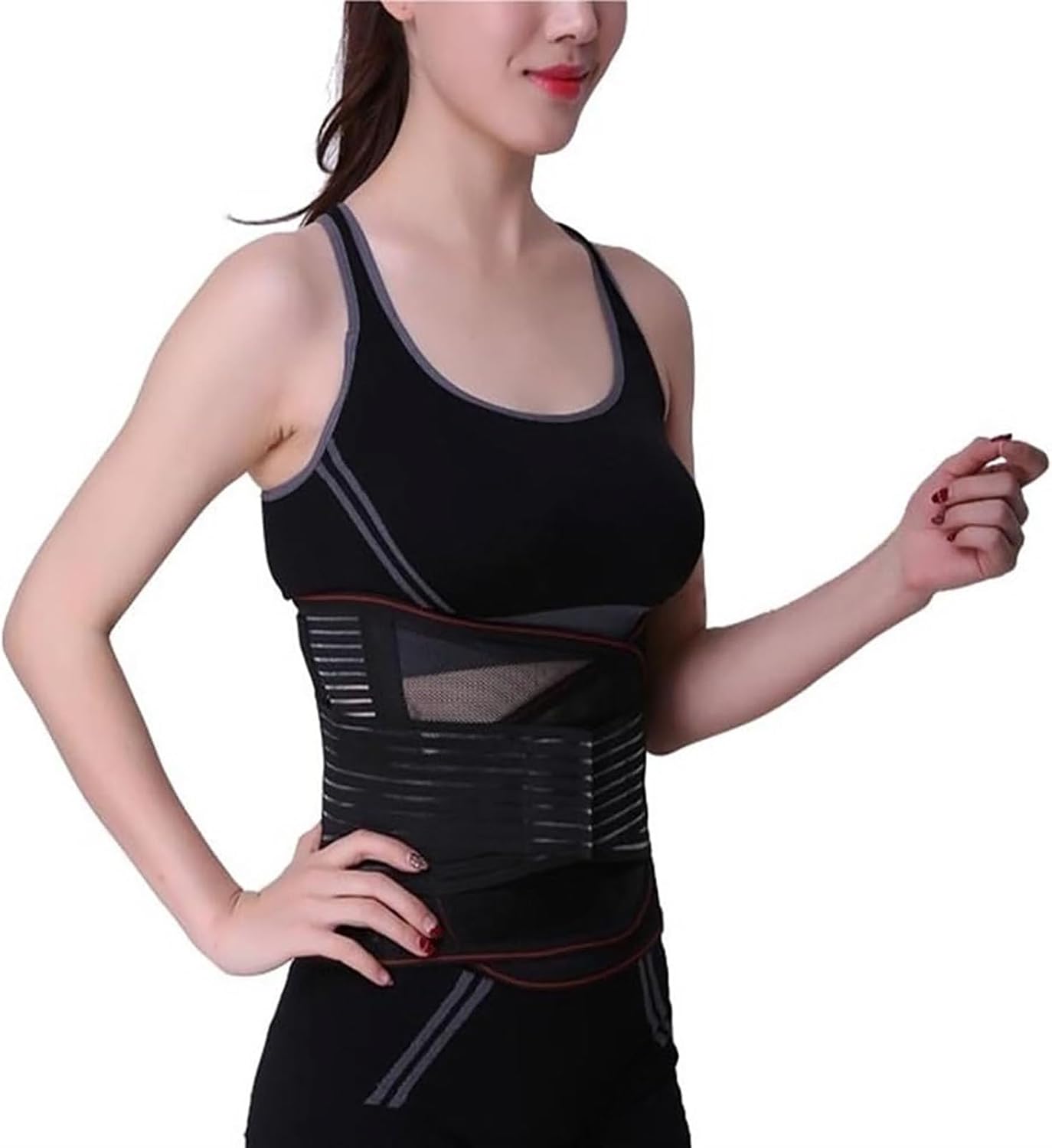 Lower Back Brace Double Pull Back Support Belt Breathable Posture Corrector Adjustable Lumbar Brace Sports Waist Trainer for Men Teens Elderly Women Pain Relief(Black 2XL)
