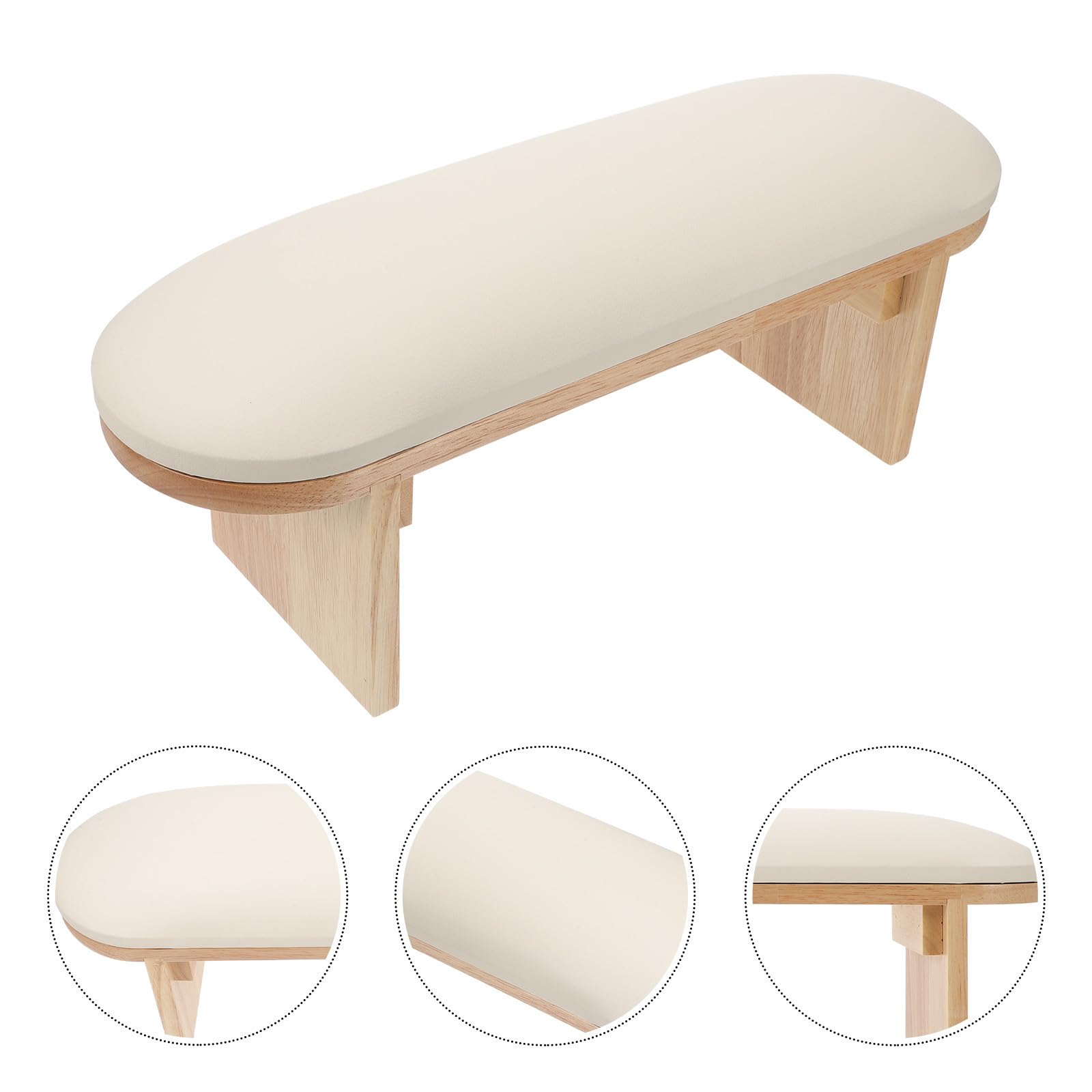 Poggiamano per Pu Beige, Cuscino e Unghie in Legno Base Supporto Polso Confortevole Manicure Uso in Nail Salon e Lampade