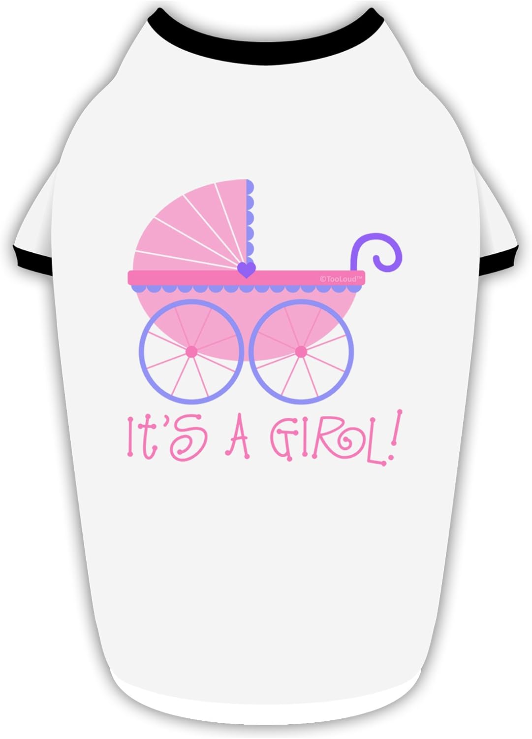 TOOLOUD It's a Girl - Baby Carriage Cotton Dog Shirt White with Black Small