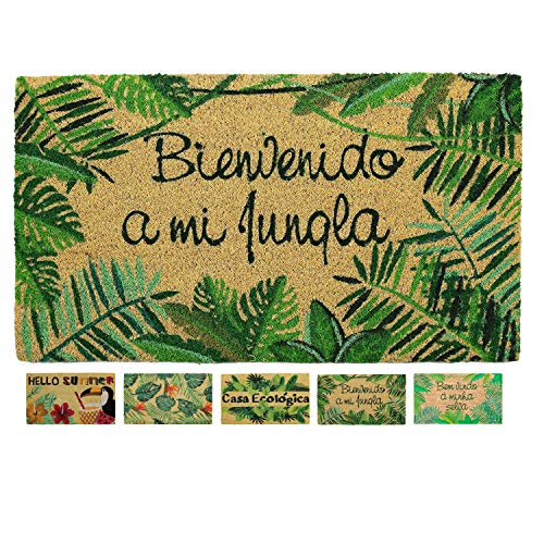 LucaHome Capacho natural 40 x 70 antiderrapante, felpudo de coco bem-vindo à minha selva, felpudo absorvente entrada casa, ideal para exterior ou interior