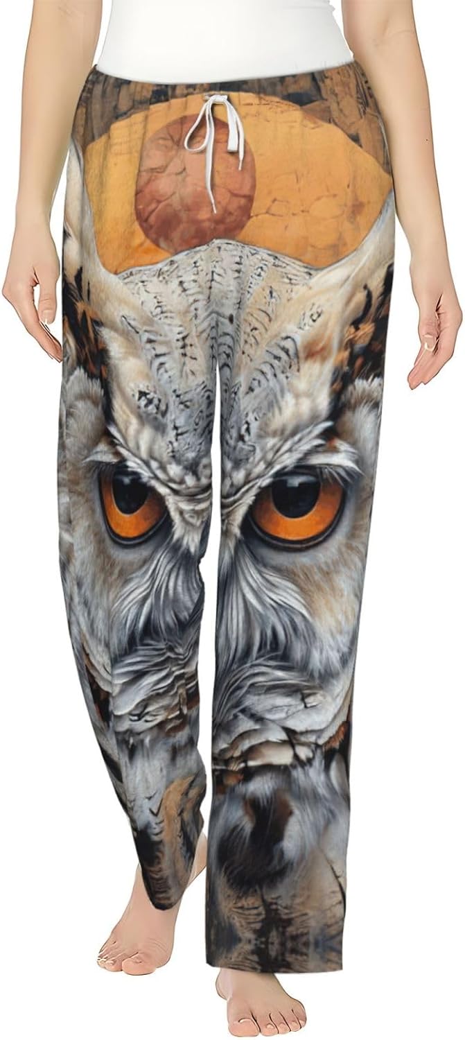 Owl Beliefs Print Fashion Cozy Womens Flannel Pajama Pants,Perfect For Christmas And Everyday Wear