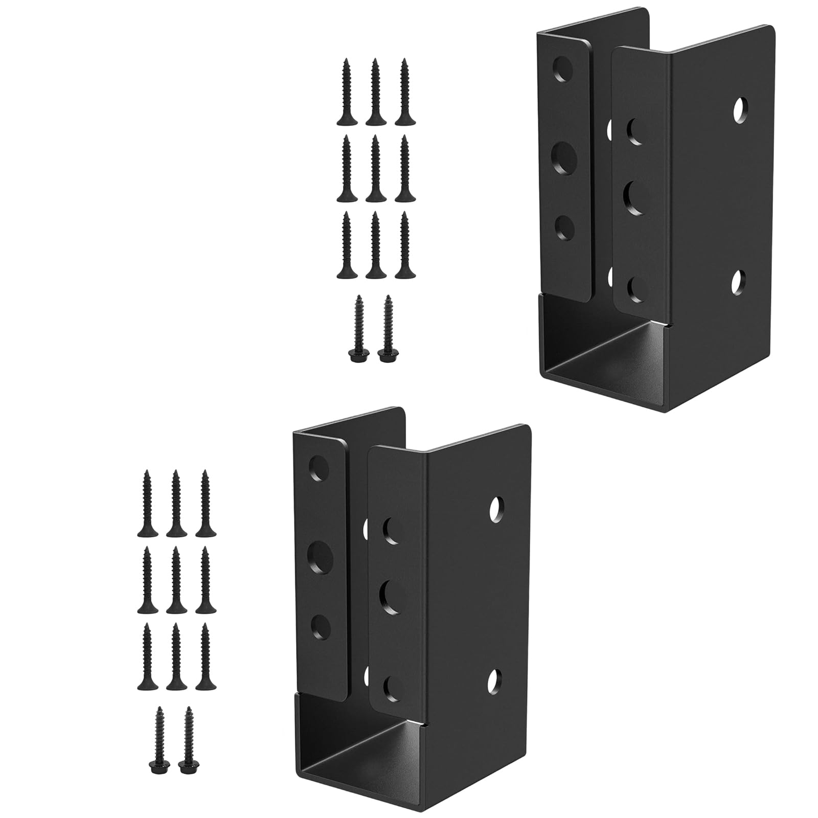 2Pcs Metal Deck Railing Bracket Connector Adjustable Fence Concealed Beam Hanger Flange Enduring Adjustable Fence Joists Hanger Connector Easy Install Deck Hardware